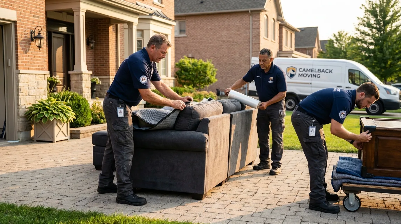 Large estate moving crew wrapping furniture in Ashland, OH