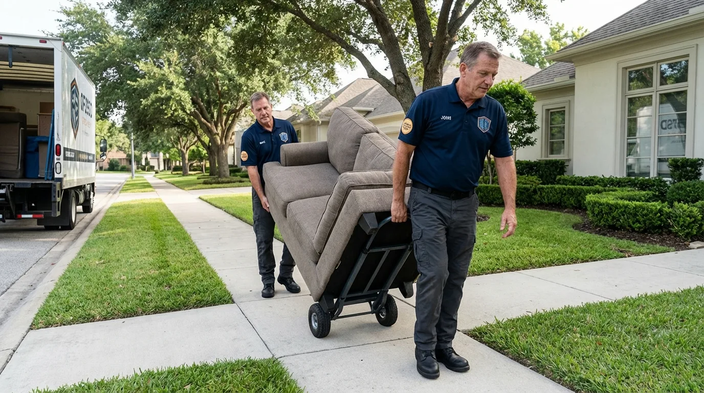 Local residential moving crew loading furniture in Ashland, OH